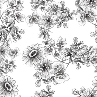 Kusursuz tek renkli klasik çiçek deseni