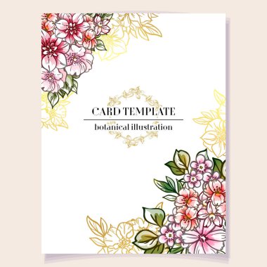 Renkli davetiye kartı, eski tarz çiçek deseni
