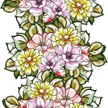 Renkli vintage tarzı çiçekler pürüzsüz desen