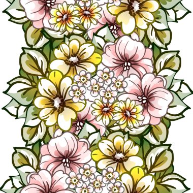 Renkli vintage tarzı çiçekler pürüzsüz desen