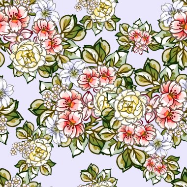 Renkli vintage tarzı çiçekler pürüzsüz desen