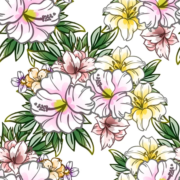 Kleurrijke Vintage Stijl Bloemen Naadloos Patroon — Stockvector