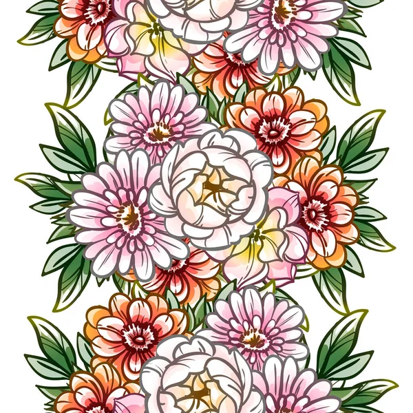 Fleurs Style Vintage Coloré Motif Sans Couture — Image vectorielle