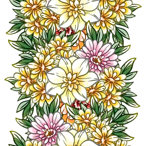 Fleurs Style Vintage Coloré Motif Sans Couture — Image vectorielle