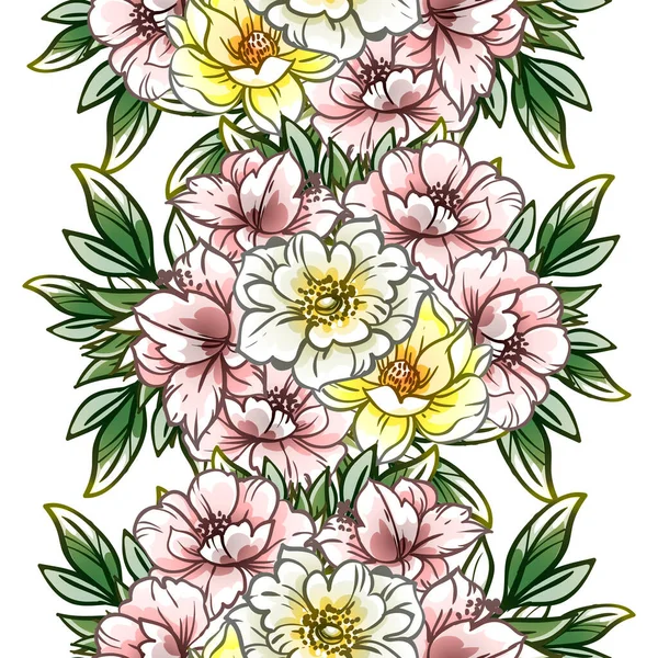 Coloridas Flores Estilo Vintage Patrón Sin Costuras — Vector de stock