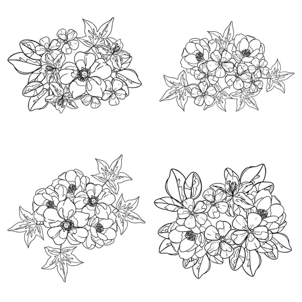 Modèle Fleurs Sans Couture Style Vintage Monochrome — Image vectorielle