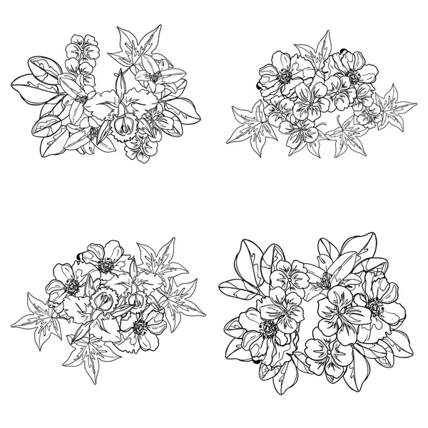 Naadloze Monochrome Vintage Stijl Bloemen Patroon — Stockvector