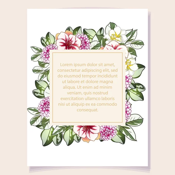 Gekleurde Uitnodigingskaart Vintage Stijl Bloemen Patroon — Stockvector