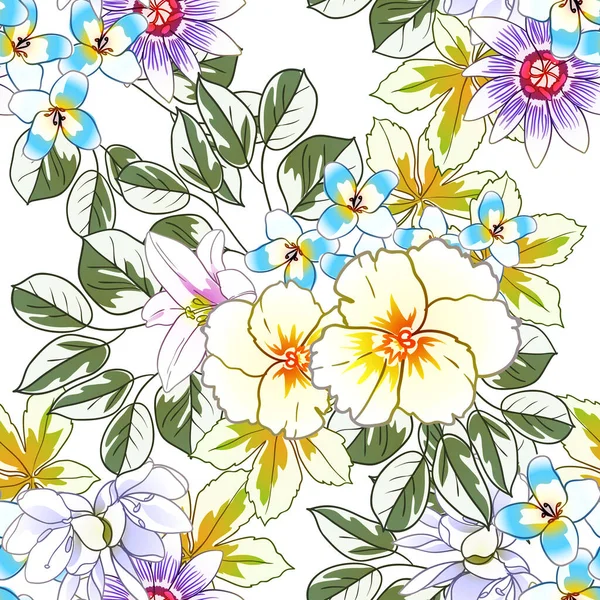 Coloridas Flores Estilo Vintage Patrón Sin Costuras — Vector de stock