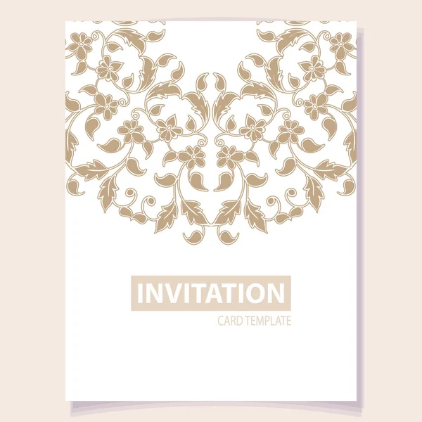 Colored Invitation Card Vintage Style Flowers Pattern — Stock Vector