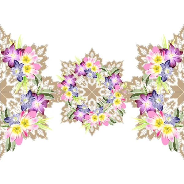 Fleurs Style Vintage Coloré Motif Sans Couture — Image vectorielle