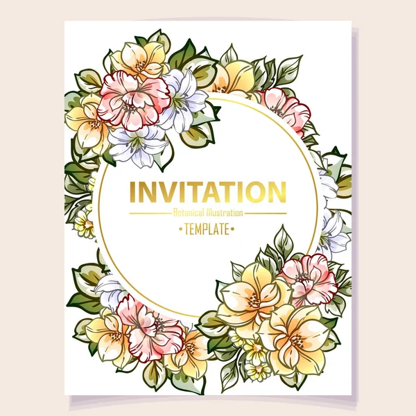 Tarjeta Invitación Color Patrón Flores Estilo Vintage — Archivo Imágenes Vectoriales