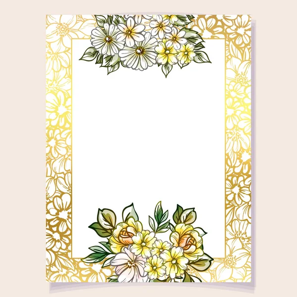 Gekleurde Uitnodigingskaart Vintage Stijl Bloemen Patroon — Stockvector