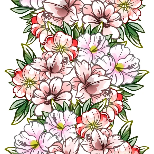 カラフルなヴィンテージスタイルの花シームレスなパターン — ストックベクタ