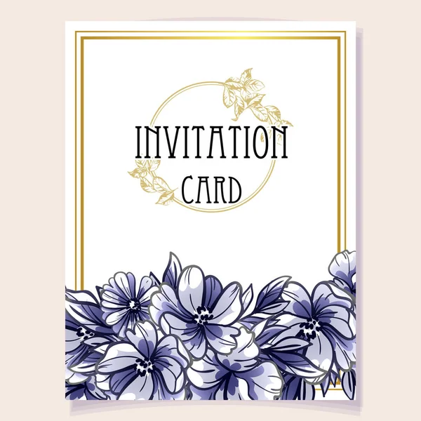 Colored Invitation Card Vintage Style Flowers Pattern — Stock Vector