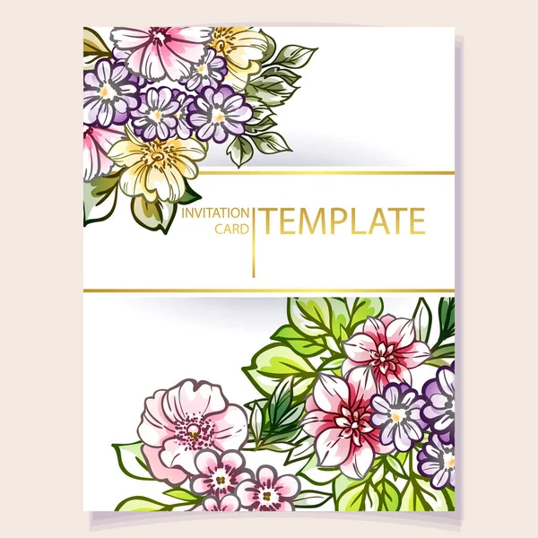 Tarjeta Invitación Color Patrón Flores Estilo Vintage — Archivo Imágenes Vectoriales