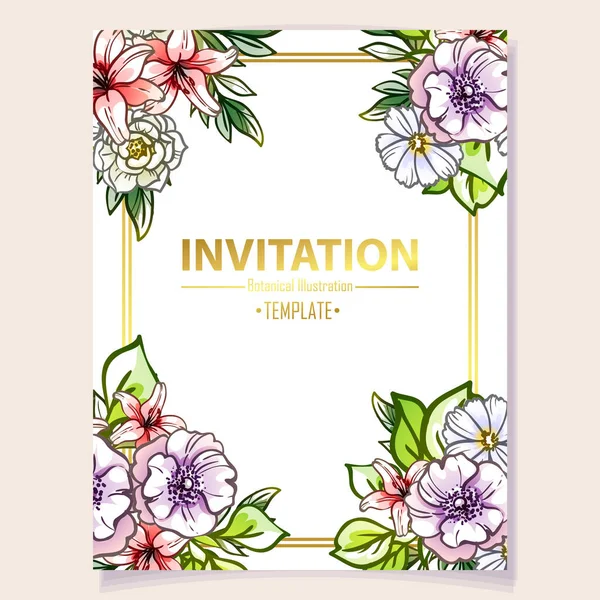 Tarjeta Invitación Color Patrón Flores Estilo Vintage — Archivo Imágenes Vectoriales