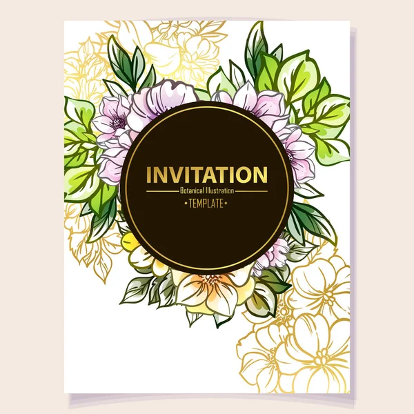 Tarjeta Invitación Color Patrón Flores Estilo Vintage — Archivo Imágenes Vectoriales
