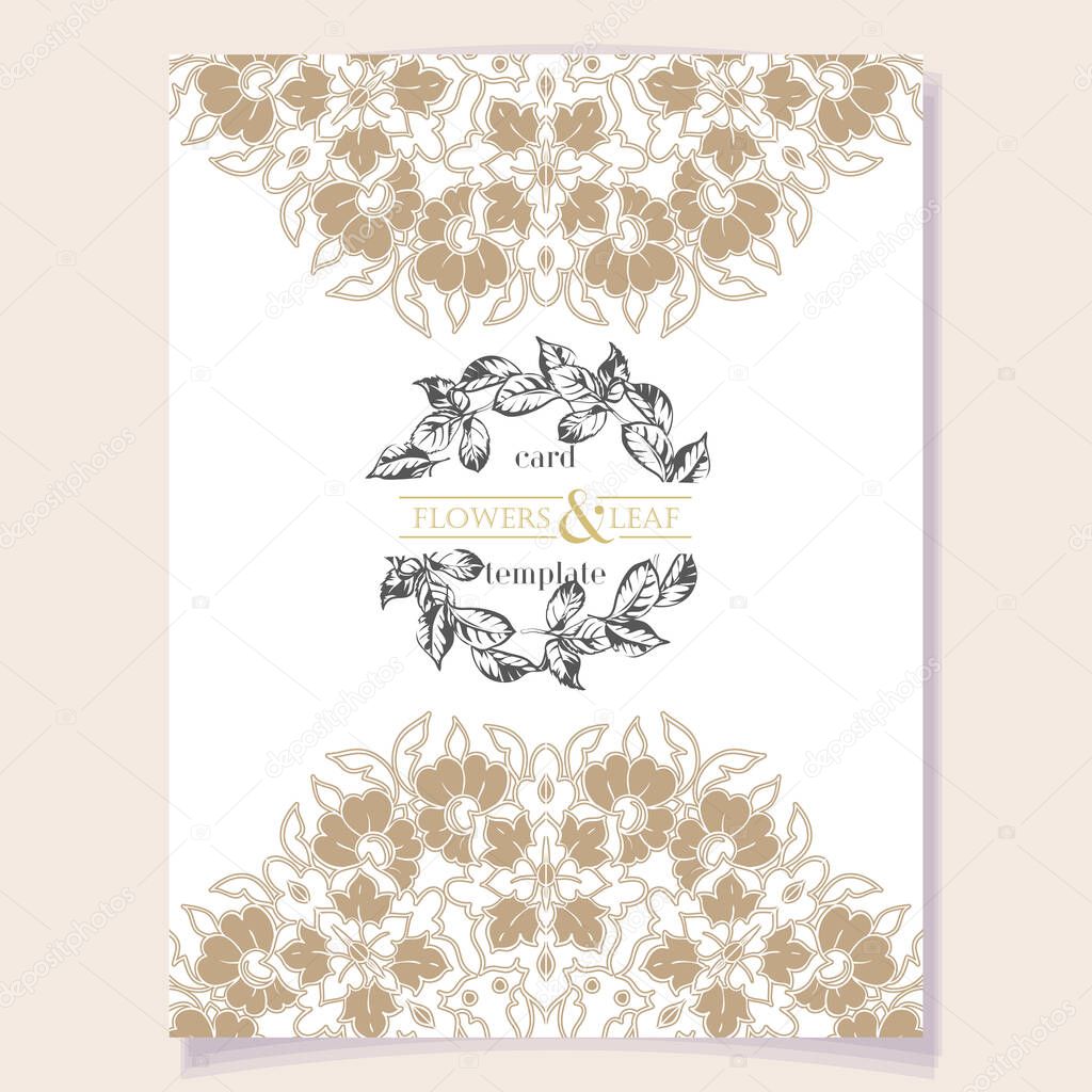 Colored invitation card, vintage style flowers pattern