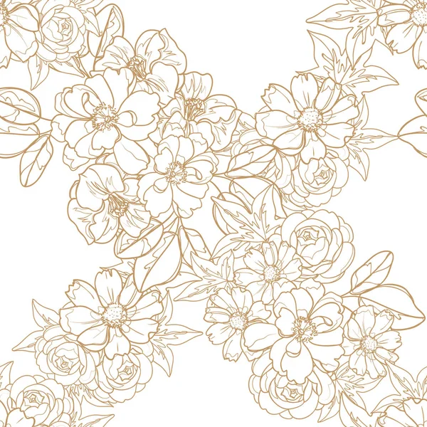 Motif Fleurs Ornées Style Vintage Sans Couture Éléments Floraux Dans — Image vectorielle