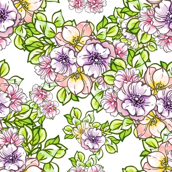 Nahtlose Vintage Stil Verzierte Blumenmuster Florale Elemente Der Kontur — Stockvektor