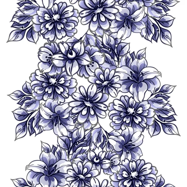 Patrón Flores Ornamentadas Estilo Vintage Sin Costuras Elementos Florales Color — Vector de stock