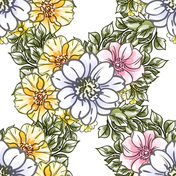 Motif Fleurs Ornées Style Vintage Sans Couture Éléments Floraux Dans — Image vectorielle