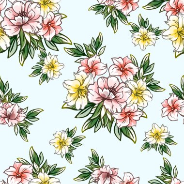 Güzel renkli çiçekler, kusursuz vektör deseni 