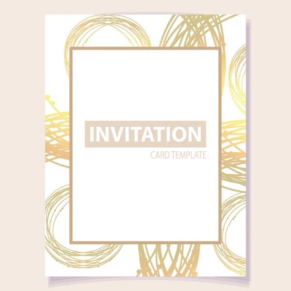 Goldene Kartenvorlage Einladungsdesign — Stockvektor