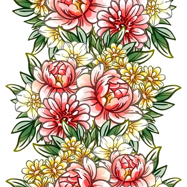 Mooie Kleurrijke Bloemen Naadloze Vector Patroon — Stockvector