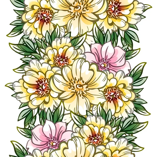 Belles Fleurs Colorées Motif Vectoriel Sans Couture — Image vectorielle