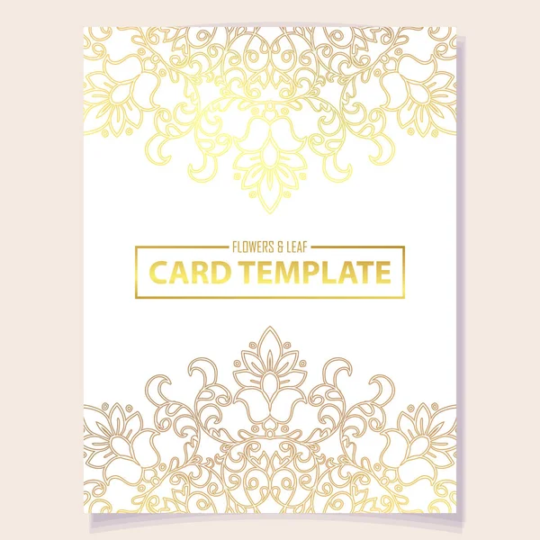 Golden Card Template Floral Ornaments — Stock Vector