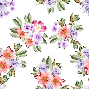 Güzel renkli çiçekler, kusursuz vektör deseni 
