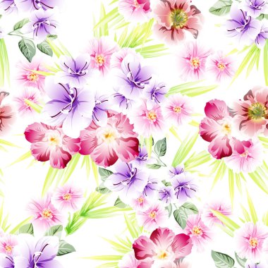 Güzel renkli çiçekler, kusursuz vektör deseni 