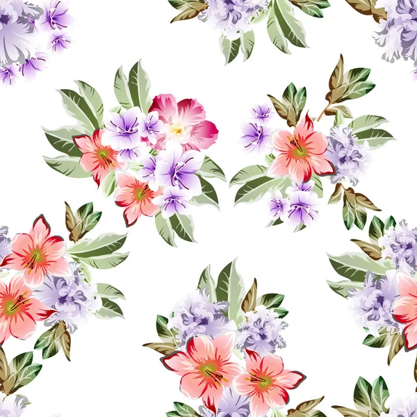 Güzel renkli çiçekler, kusursuz vektör deseni 