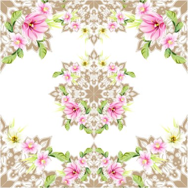 Güzel renkli çiçekler, kusursuz vektör deseni 