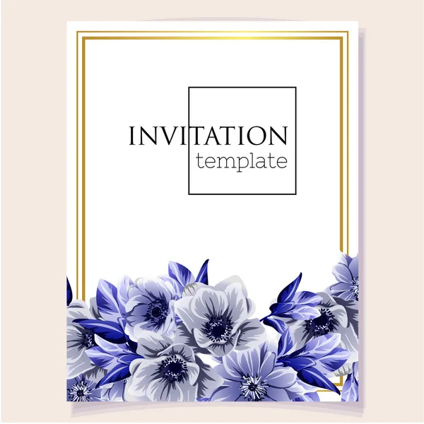 Modelo Cartão Convite Elementos Dourados Flores Com Folhas — Vetor de Stock