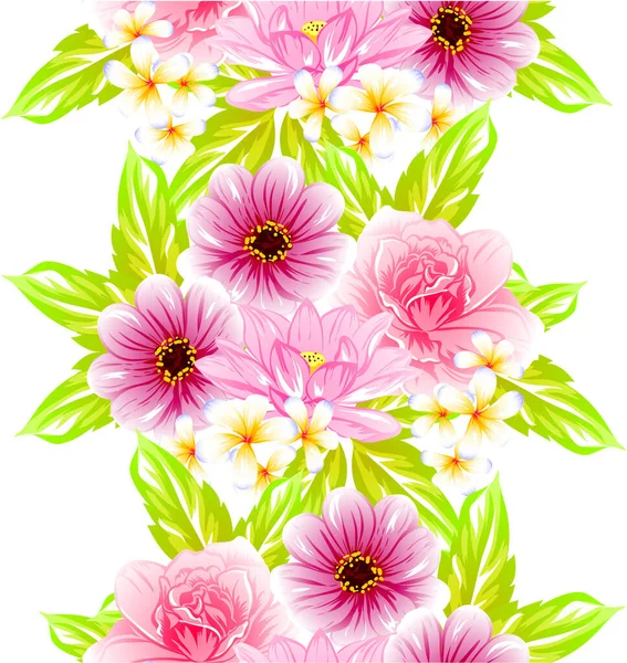 Hermosas Flores Colores Patrón Vectores Sin Costuras — Vector de stock