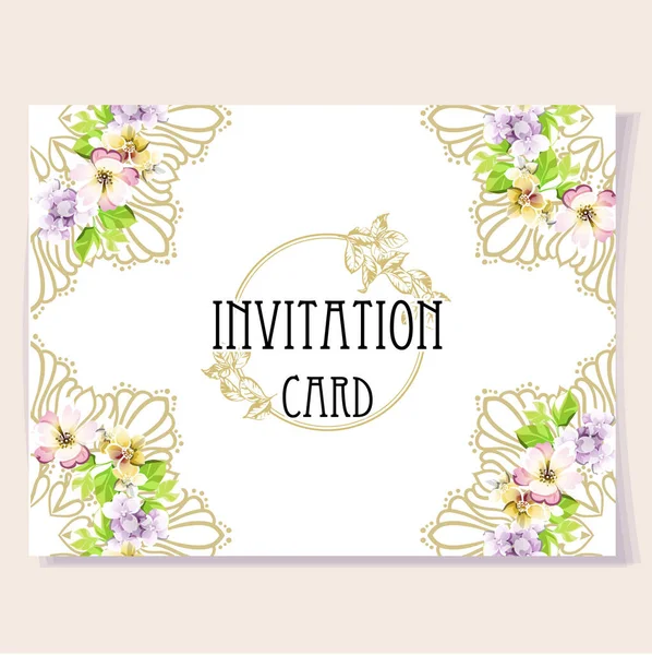 Belle Carte Invitation Avec Fond Floral — Image vectorielle