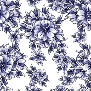 Beyaz arka planda güzel, yemyeşil mavi çiçekler 