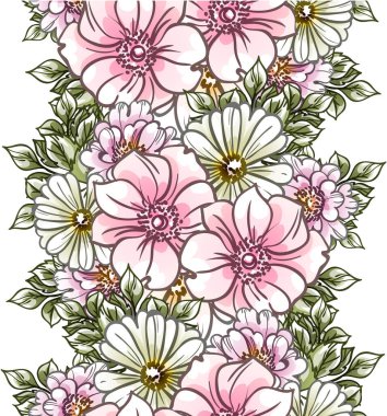 Beyaz arka planda güzel, yemyeşil pastel çiçekler 