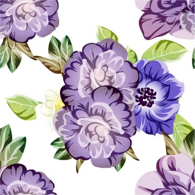 Beyaz arka planda güzel, yemyeşil pastel çiçekler 