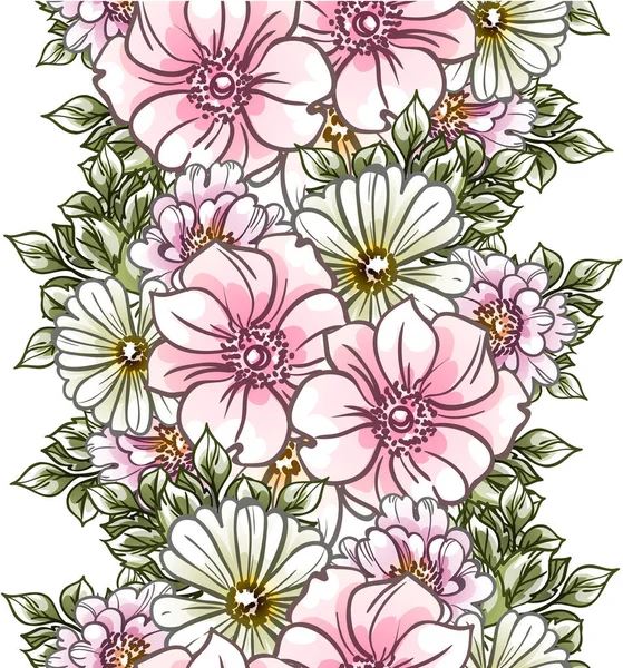 Lindas Flores Exuberantes Pastel Fundo Branco — Vetor de Stock