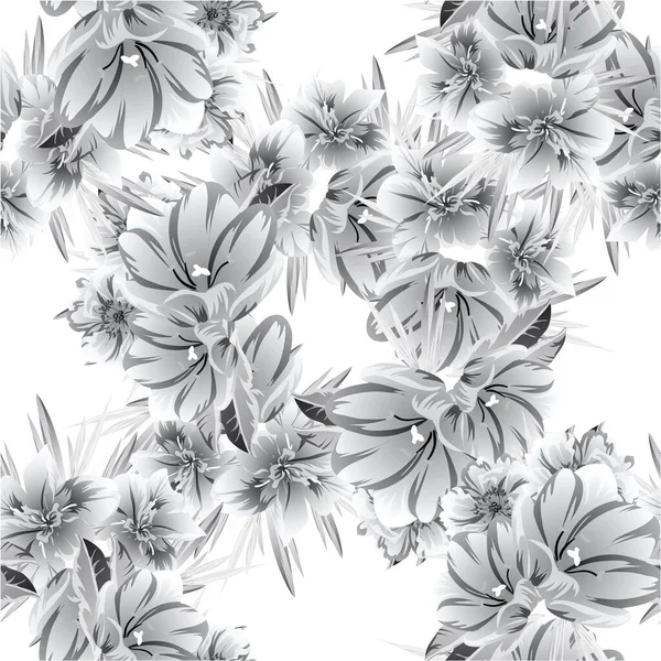 Beautiful Lush Pastel Flowers White Background — Stock Vector