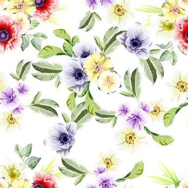  Beyaz arka planda güzel, yemyeşil pastel çiçekler 