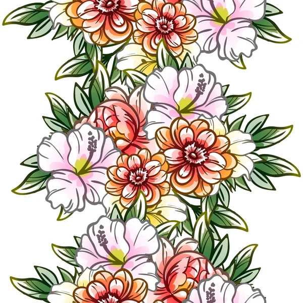 Schöne Üppige Pastell Blumen Auf Weißem Hintergrund — Stockvektor