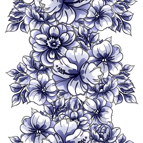 Schöne Üppige Blaue Blumen Auf Weißem Hintergrund — Stockvektor