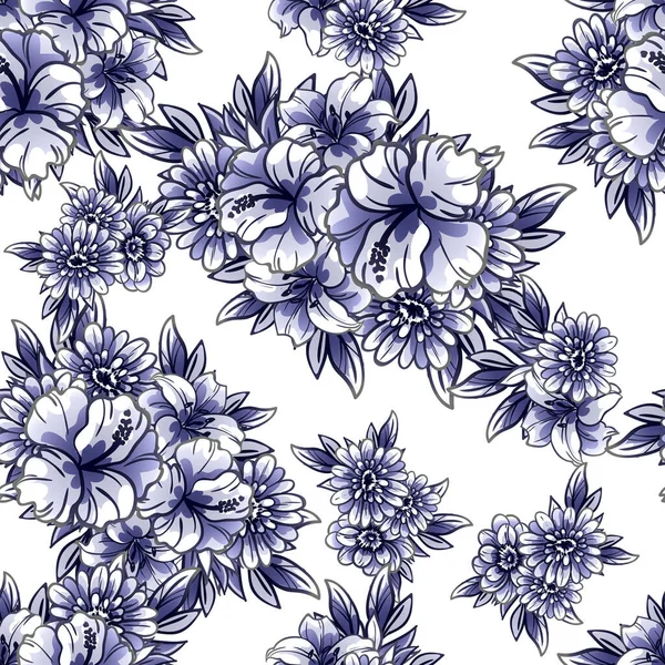 beautiful lush blue flowers on white background