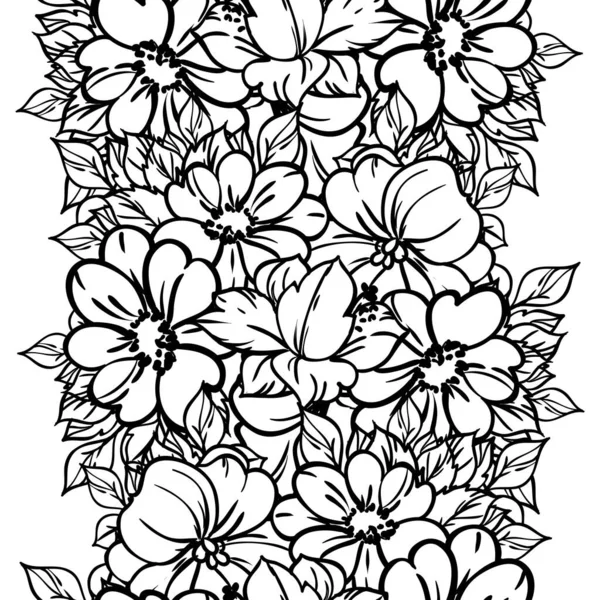 Beyaz arkaplanda çizim tarzında güzel, gür renksiz çiçekler. 