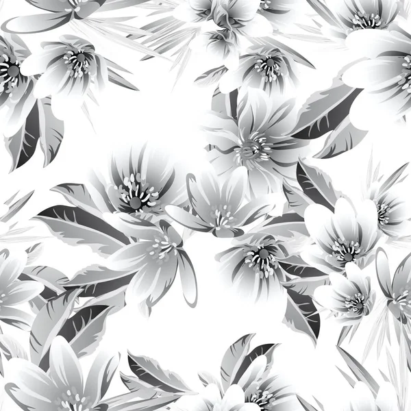 Красиві Пишні Сірі Квіти Білому Тлі — стоковий вектор